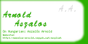 arnold aszalos business card